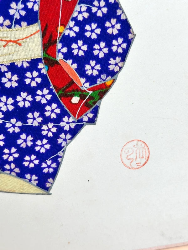 SHP92 - Carte d'illustration collage shikishi de Nishijin-ori