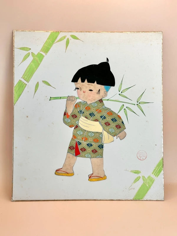 SHP93 - Carte d'illustration Collage shikishi de Nishijin-ori
