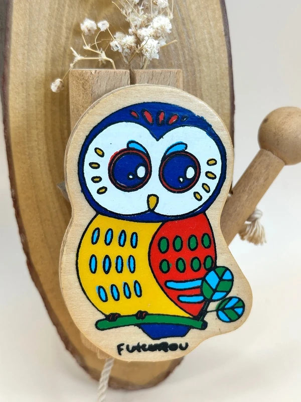 TB11 - Cloche hibou en bois vintage des années 80 par Swinbell 株式会社スウィンベル