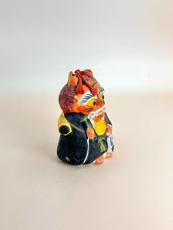 CB057 - RARE cloche en argile Ōtsu-e Dorei d'Oni no Nenbutsu