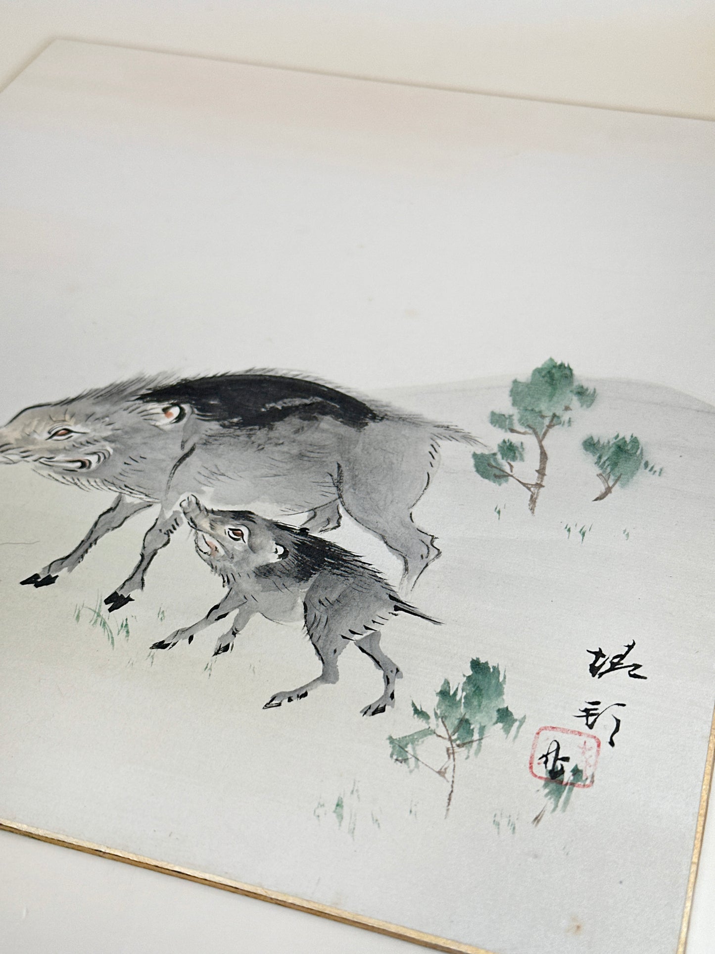 SHP236- Parent and Child Boar Shikishi Card 親子亥