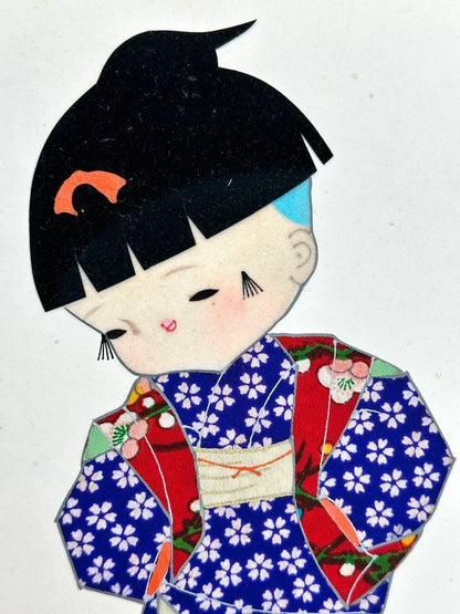SHP92 - Carte d'illustration collage shikishi de Nishijin-ori