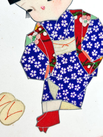 SHP92 - Carte d'illustration collage shikishi de Nishijin-ori