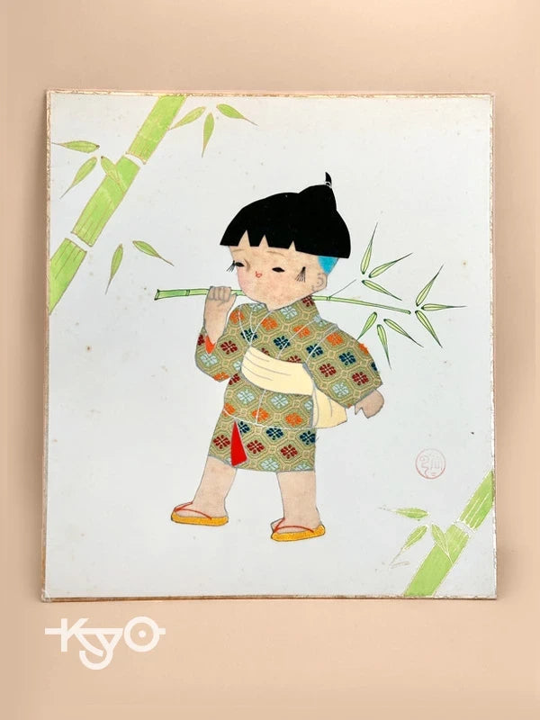 SHP93 - Carte d'illustration Collage shikishi de Nishijin-ori