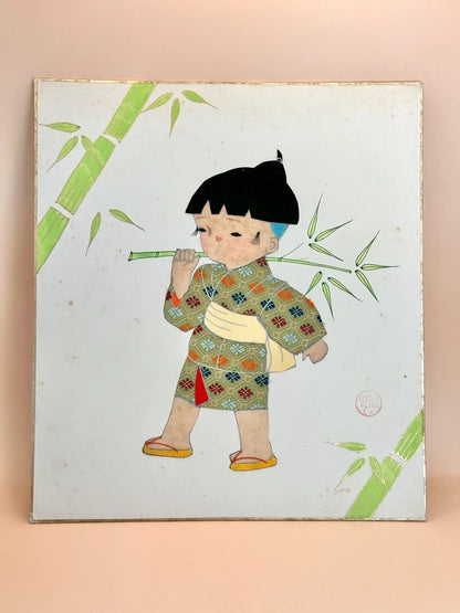 SHP93 - Carte d'illustration Collage shikishi de Nishijin-ori