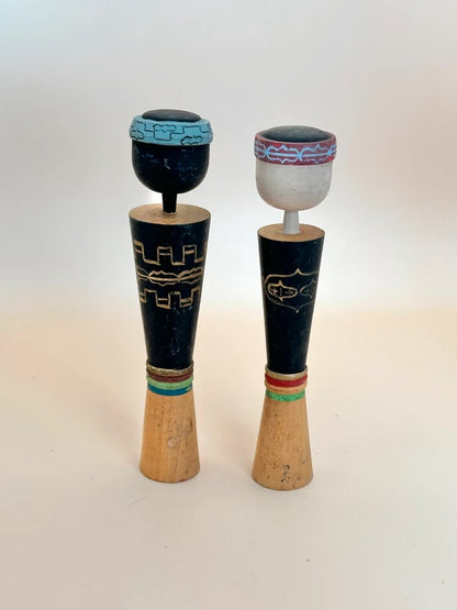 K15075 - Paire de poupées Kokeshi Couple Ainu Sosaku