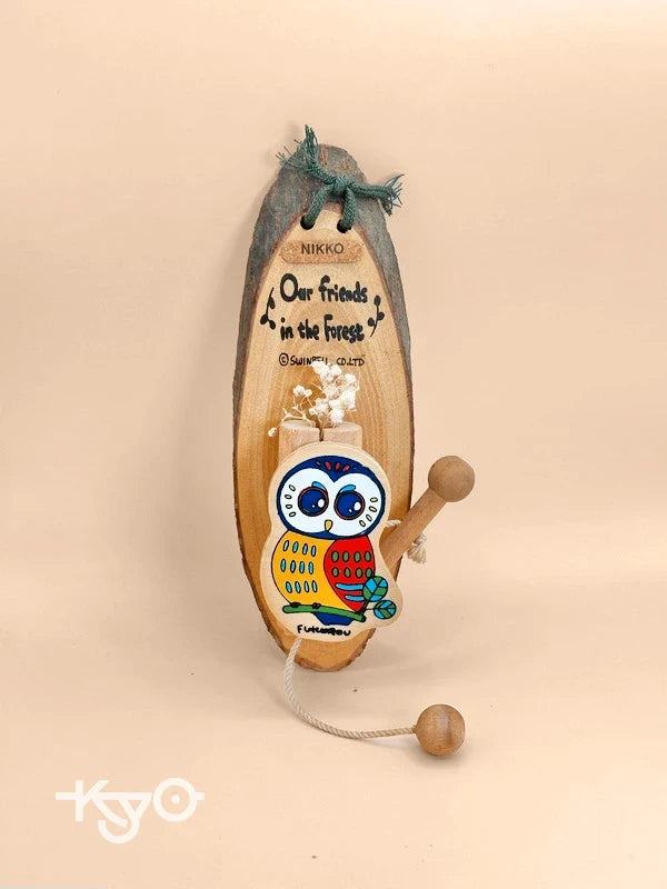 TB11 - Cloche hibou en bois vintage des années 80 par Swinbell 株式会社スウィンベル