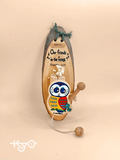 TB11 - Cloche hibou en bois vintage des années 80 par Swinbell 株式会社スウィンベル