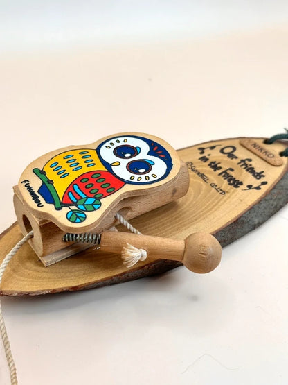 TB11 - Cloche hibou en bois vintage des années 80 par Swinbell 株式会社スウィンベル