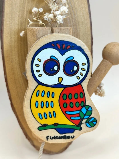 TB11 - Cloche hibou en bois vintage des années 80 par Swinbell 株式会社スウィンベル