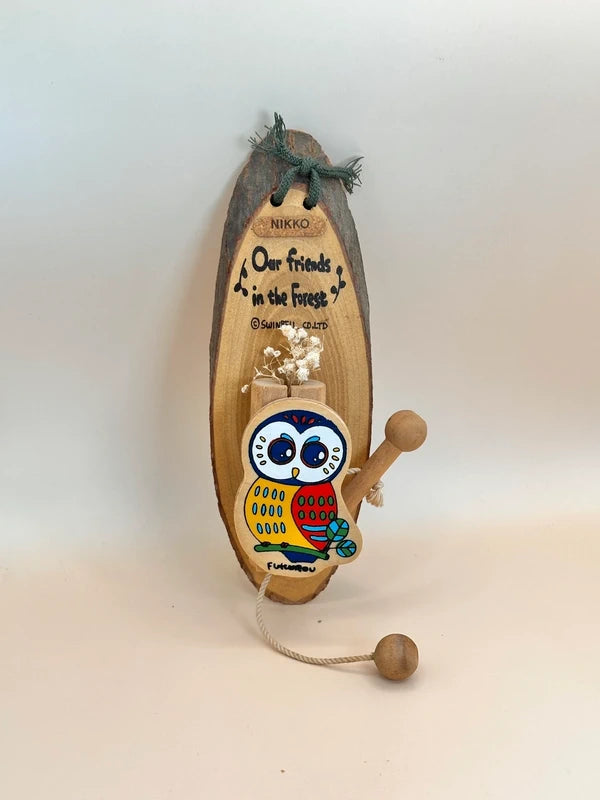 TB11 - Cloche hibou en bois vintage des années 80 par Swinbell 株式会社スウィンベル