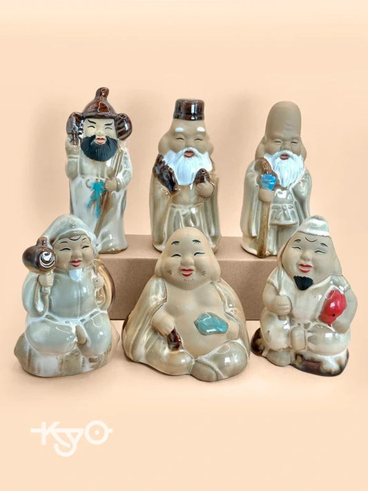 FT162 - Figurines en céramique Sept Dieux Chanceux