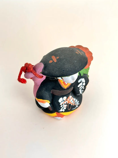 CB058 - RARE Ōtsu-e Dorei clay bell of Fuji Musume