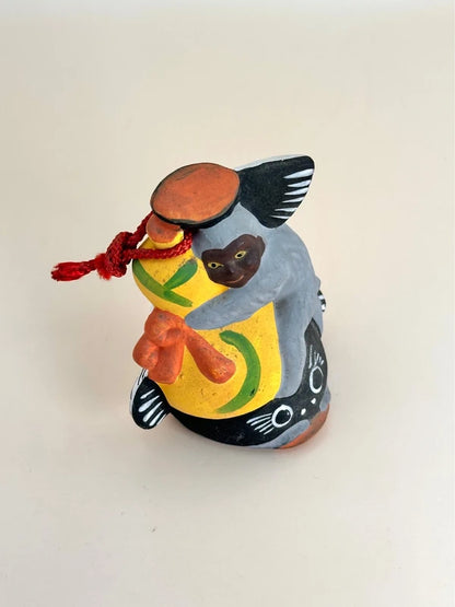 CB059 - RARE cloche en argile Ōtsu-e Dorei de Hyōtan Namazu