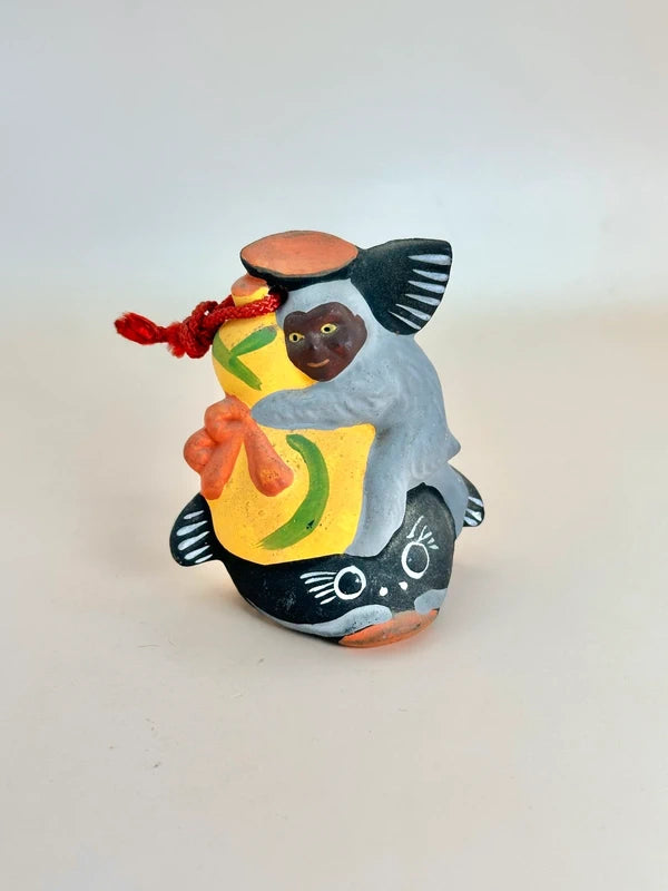 CB059 - RARE cloche en argile Ōtsu-e Dorei de Hyōtan Namazu