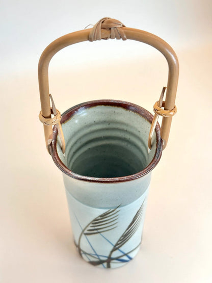 TB32 - Ceramic Vase bamboo handle by Tachikichi たち吉