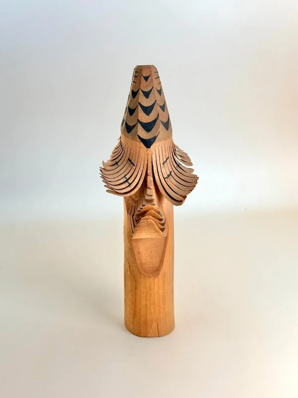 K15079 - Sculpture sur bois de faucon Sasano Ittobori 笹野一刀彫