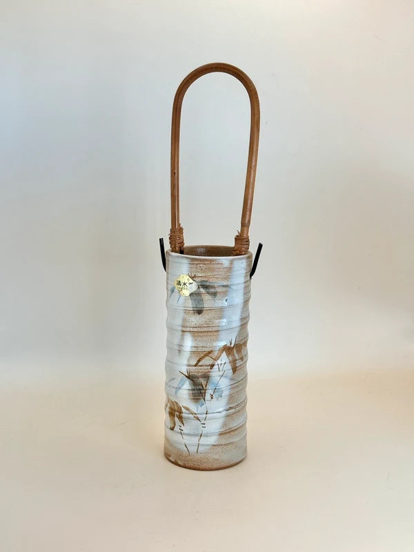 TB60 - Vase Kiyomizu-yaki avec manche en bambou 清水焼