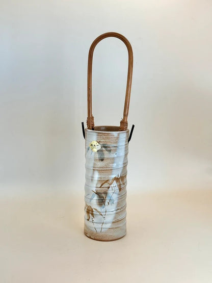 TB60 - Vase Kiyomizu-yaki avec manche en bambou 清水焼