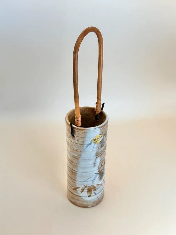 TB60 - Vase Kiyomizu-yaki avec manche en bambou 清水焼