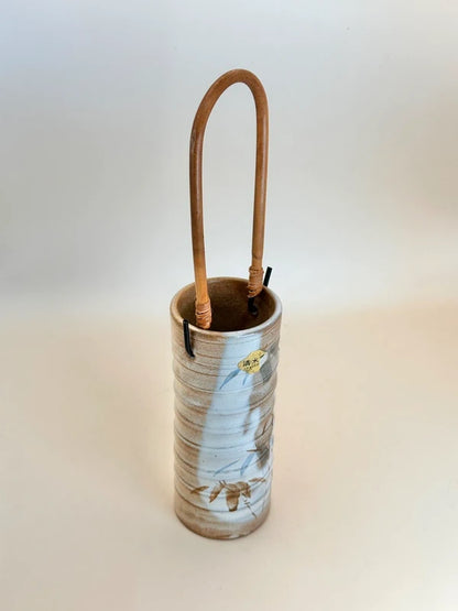 TB60 - Vase Kiyomizu-yaki avec manche en bambou 清水焼