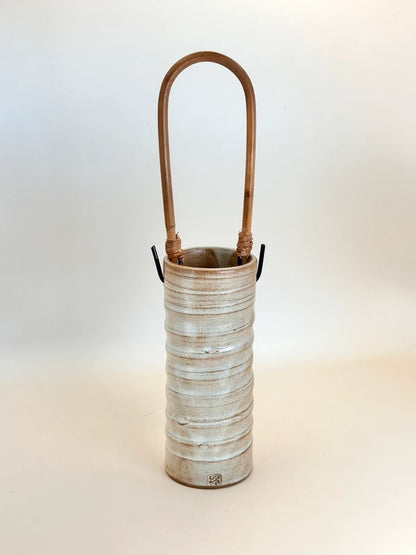 TB60 - Vase Kiyomizu-yaki avec manche en bambou 清水焼