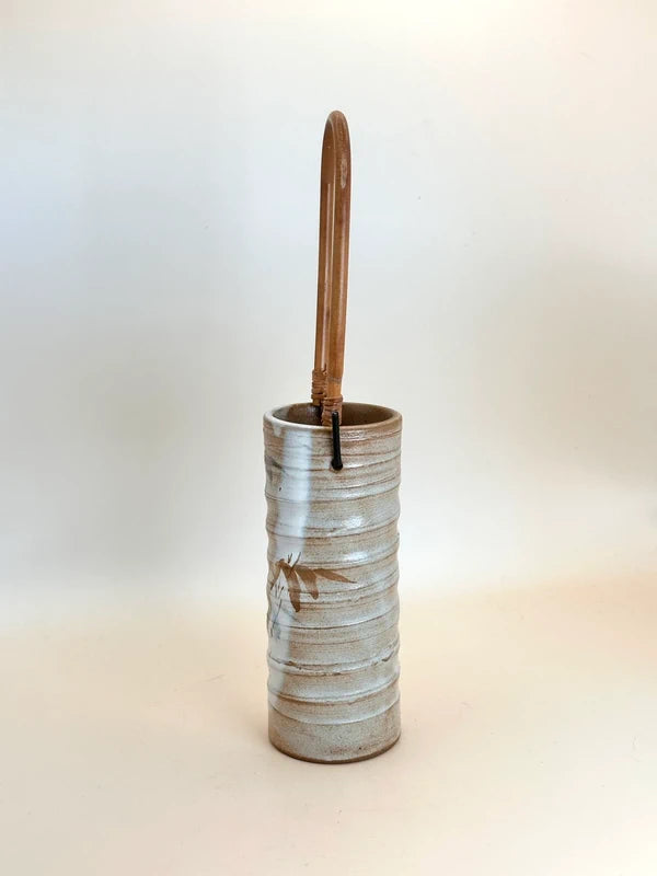 TB60 - Vase Kiyomizu-yaki avec manche en bambou 清水焼