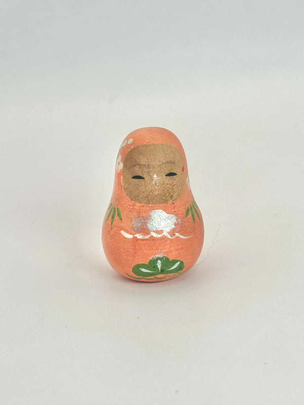 FT128 - Vintage sakura wooden daruma doll