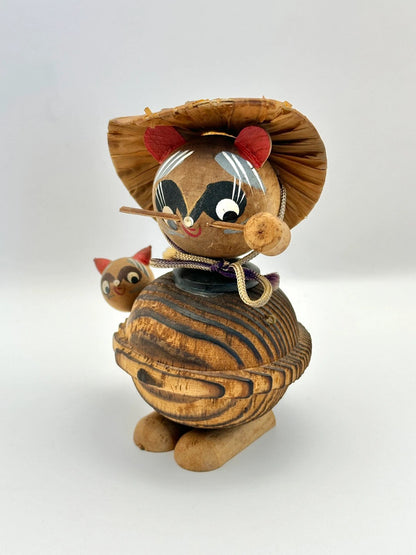 FT13 - Poupée en bois raton laveur Tanuki