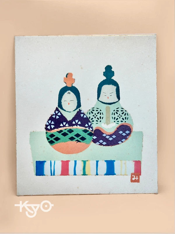 SHP96 - Vintage Japanese Chigiri-e Shikishi card
