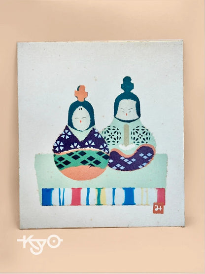 SHP96 - Vintage Japanese Chigiri-e Shikishi card