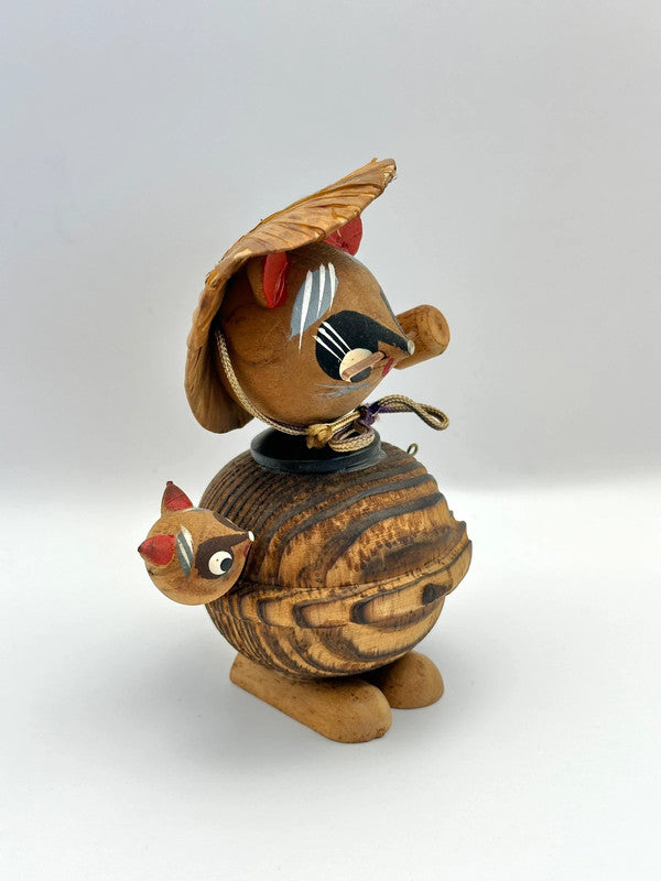 FT13 - Poupée en bois raton laveur Tanuki