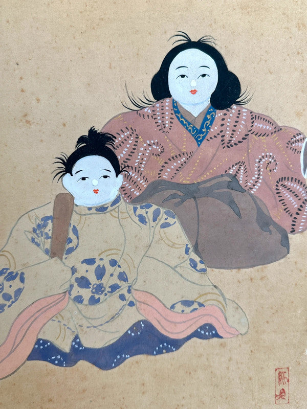 SHP56 - Vintage shikishi card Hina Ningyō