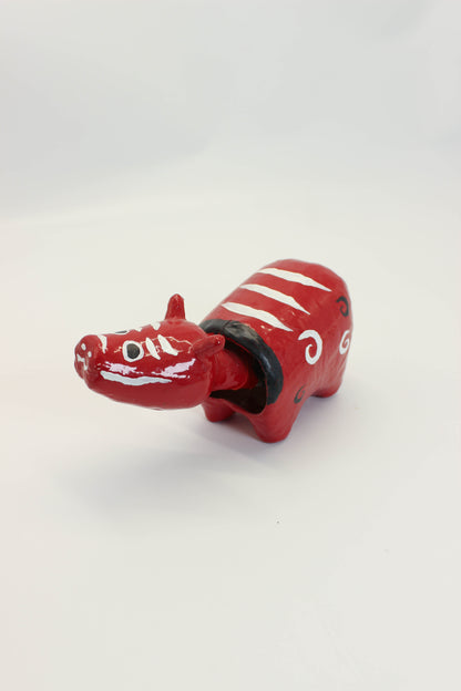 FT503 - Hariko Akabeko – Red Cow Paper Mache 赤べこ