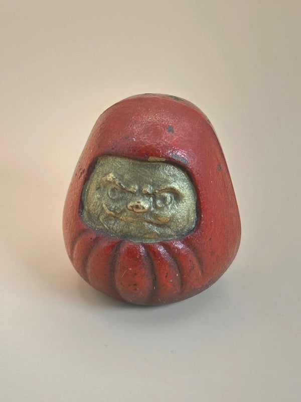 FT136 - Vintage Japanese Metal Daruma Figurine