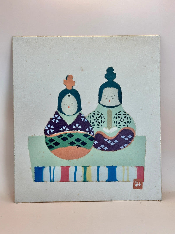 SHP96 - Vintage Japanese Chigiri-e Shikishi card