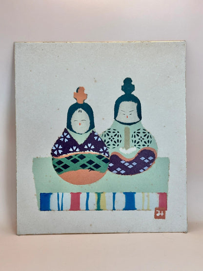 SHP96 - Vintage Japanese Chigiri-e Shikishi card