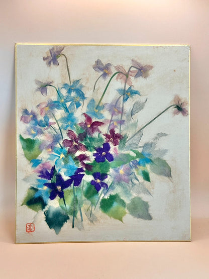 SHP119 - Vintage Japanese Chigiri-e Shikishi card