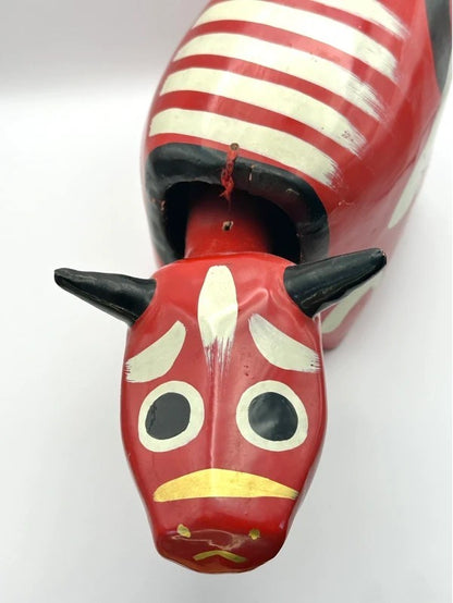 FT36 - RARE Large Akabeko cow vintage folk toy