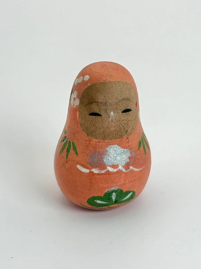 FT128 - Vintage sakura wooden daruma doll