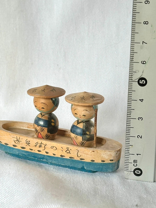 SK006 - Kokeshi Wooden Doll Fishermen on boat