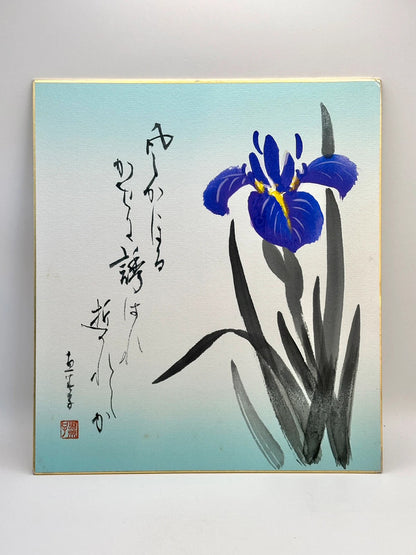 SHP76 - Orignal shikishi artwork card  Iris 菖蒲