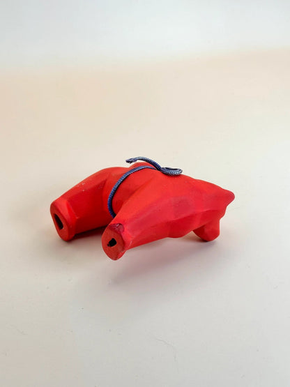 FT143 - Red dog figurine - mitsu-domoe