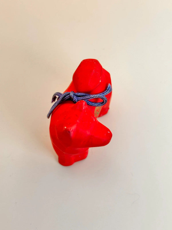 FT143 - Red dog figurine - mitsu-domoe