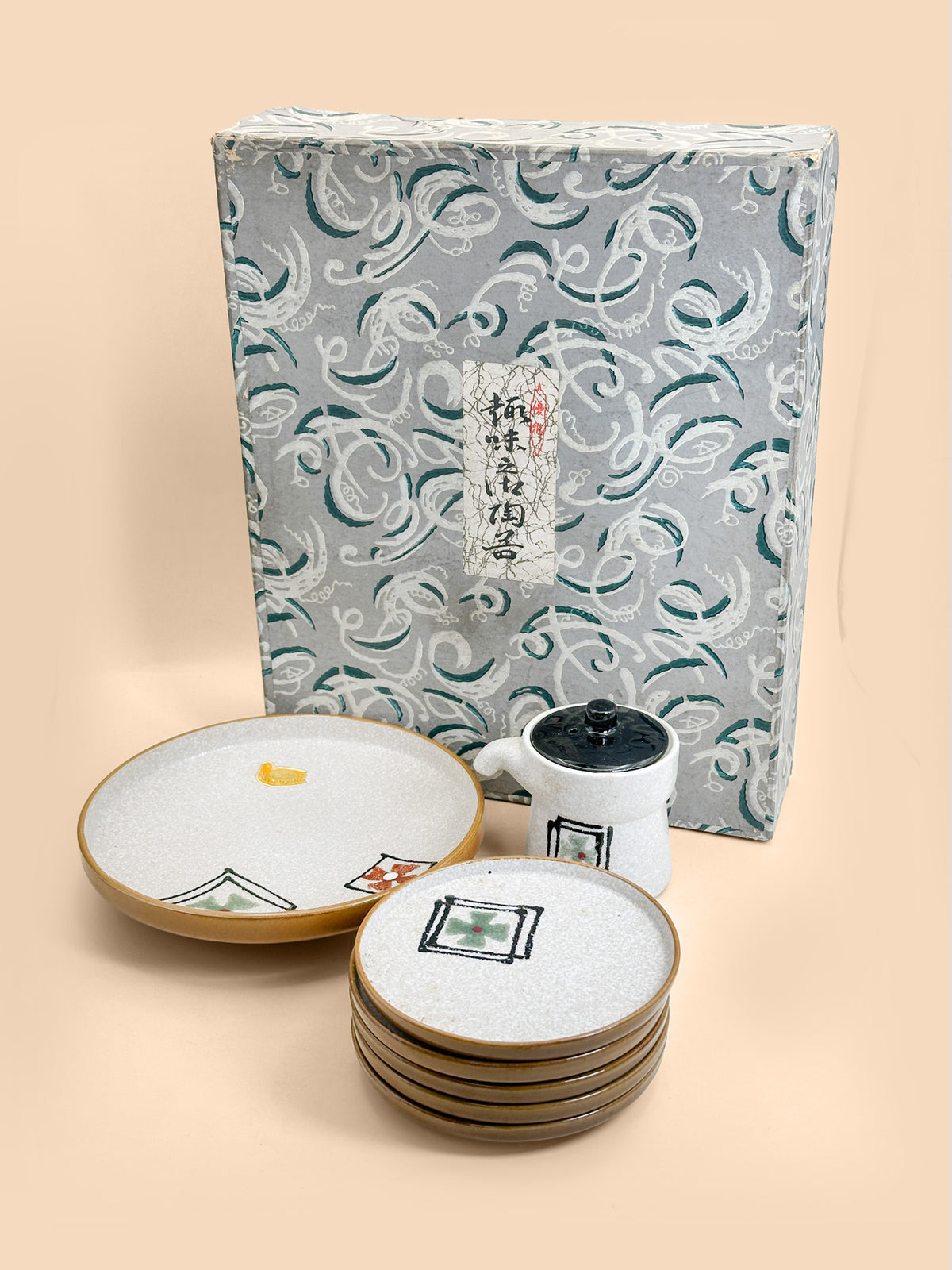 TB493 - Mino-yaki Kazaguruma-mon Serving Set 美濃焼
