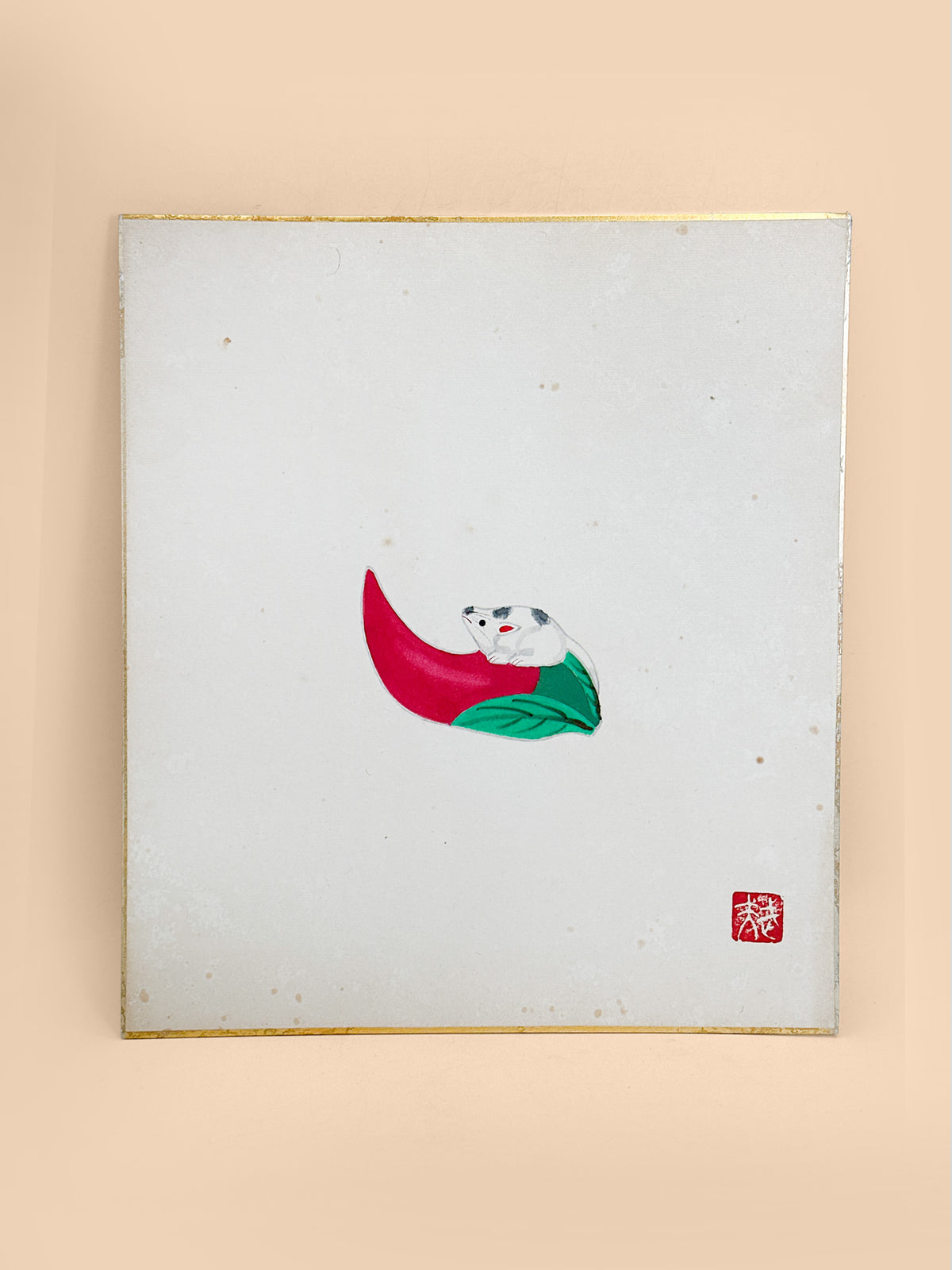 SHP406 - Original Japanese Shikishi Artwork 唐辛子ねずみ
