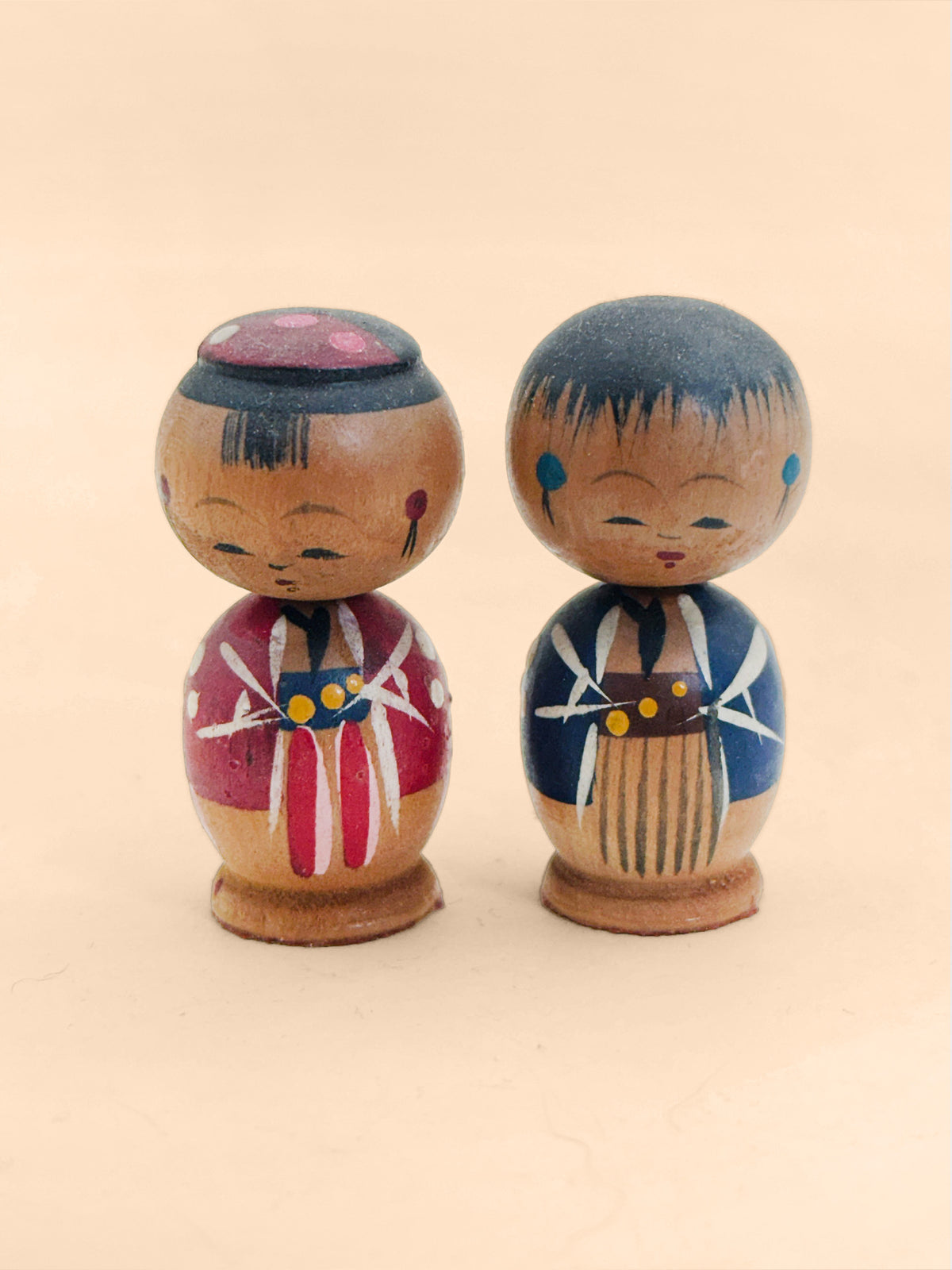 K05087 -  Miniature Donko Kokeshi Pair from Tōhoku 東北