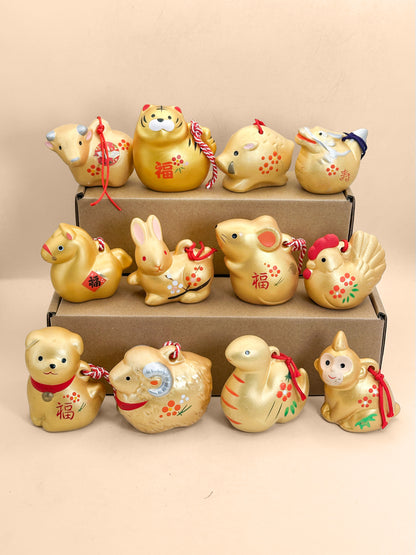 CB325 - 12 Zodiac Dorei Clay Bells by Yakushigama 薬師窯