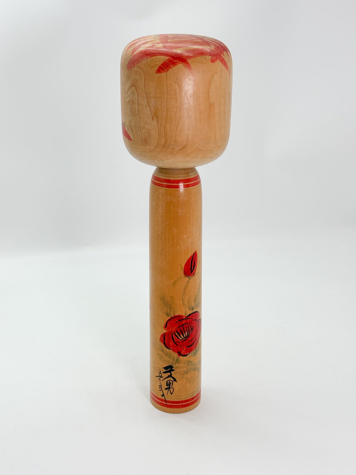 K35030 - Traditional Togatta kokeshi by Fumio Sato 佐藤文男