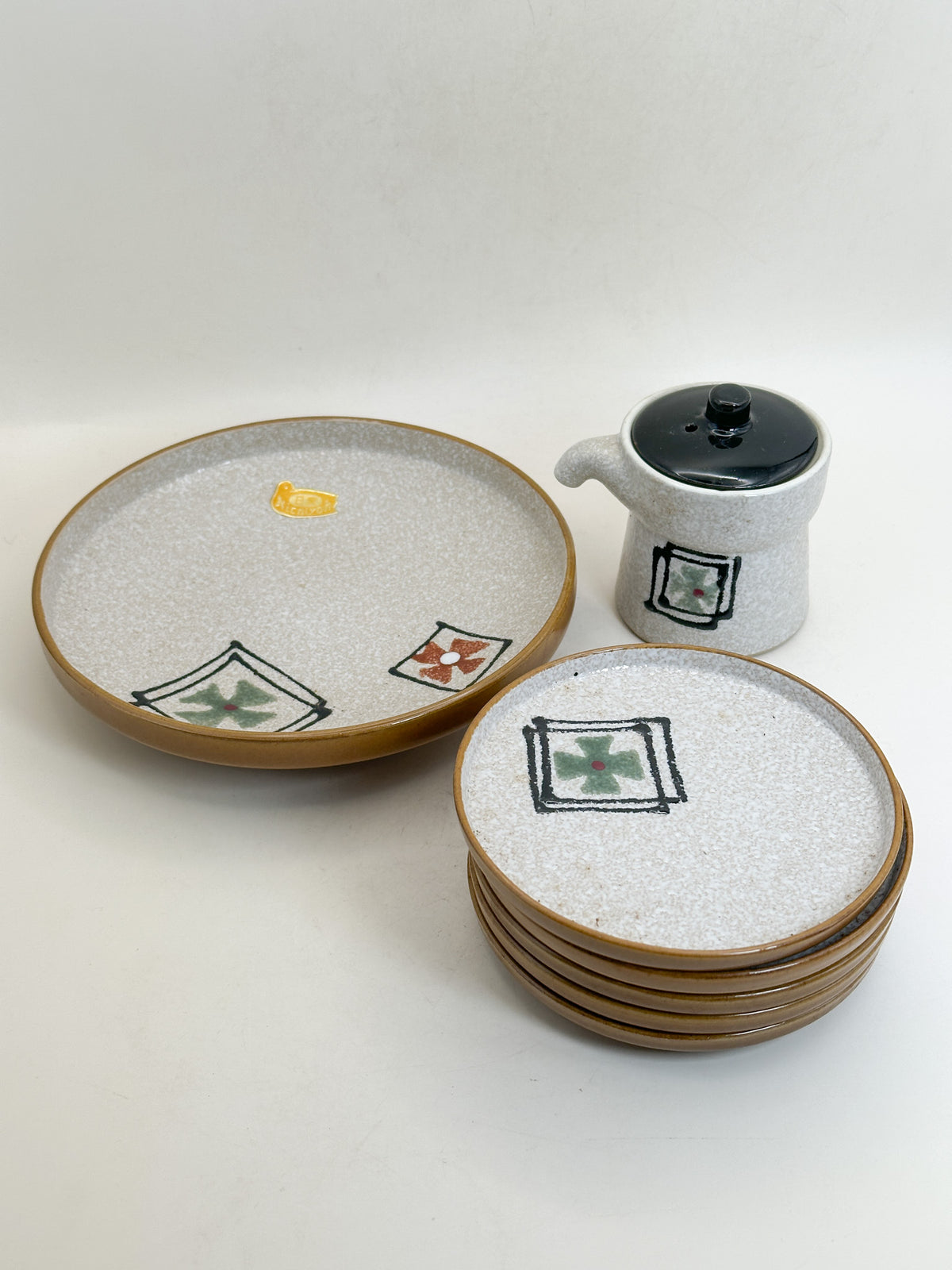 TB493 - Mino-yaki Kazaguruma-mon Serving Set 美濃焼